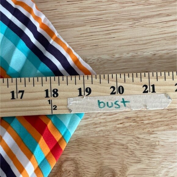 Skies Are Blue Women's Blue Orange Geometric Sleeveless Maxi Dress Size 1X - Picture 6 of 6